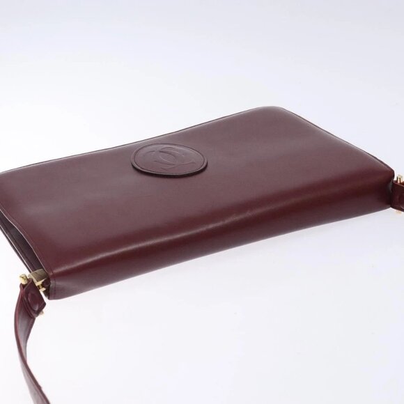 CARTIER Must Line Shoulder Bag Leather Bordeaux Gold Auth - Picture 6 of 16